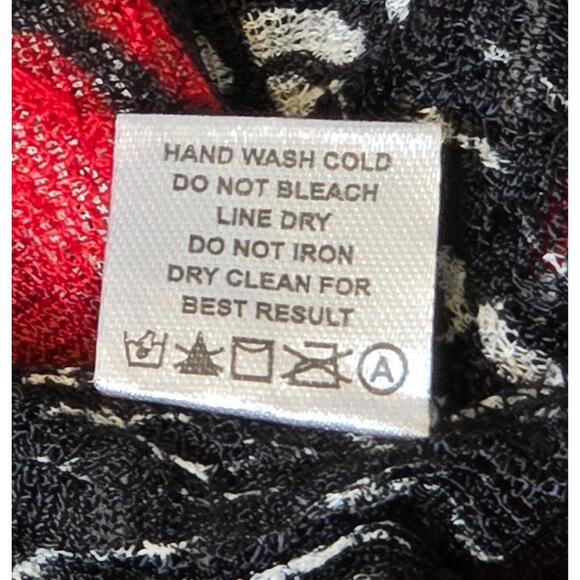 ERIN LONDON BLACK WHITE & RED SHEER JACKET STYLE LONG SLEEVE WOMEN'S SHIRT SZ LG - Picture 4 of 7